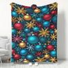 Christmas Bauble Flannel Blanket - Bed, Sofa, Office, Travel, Gift, Decoration, Chair, Cozy and Warm, Christmas