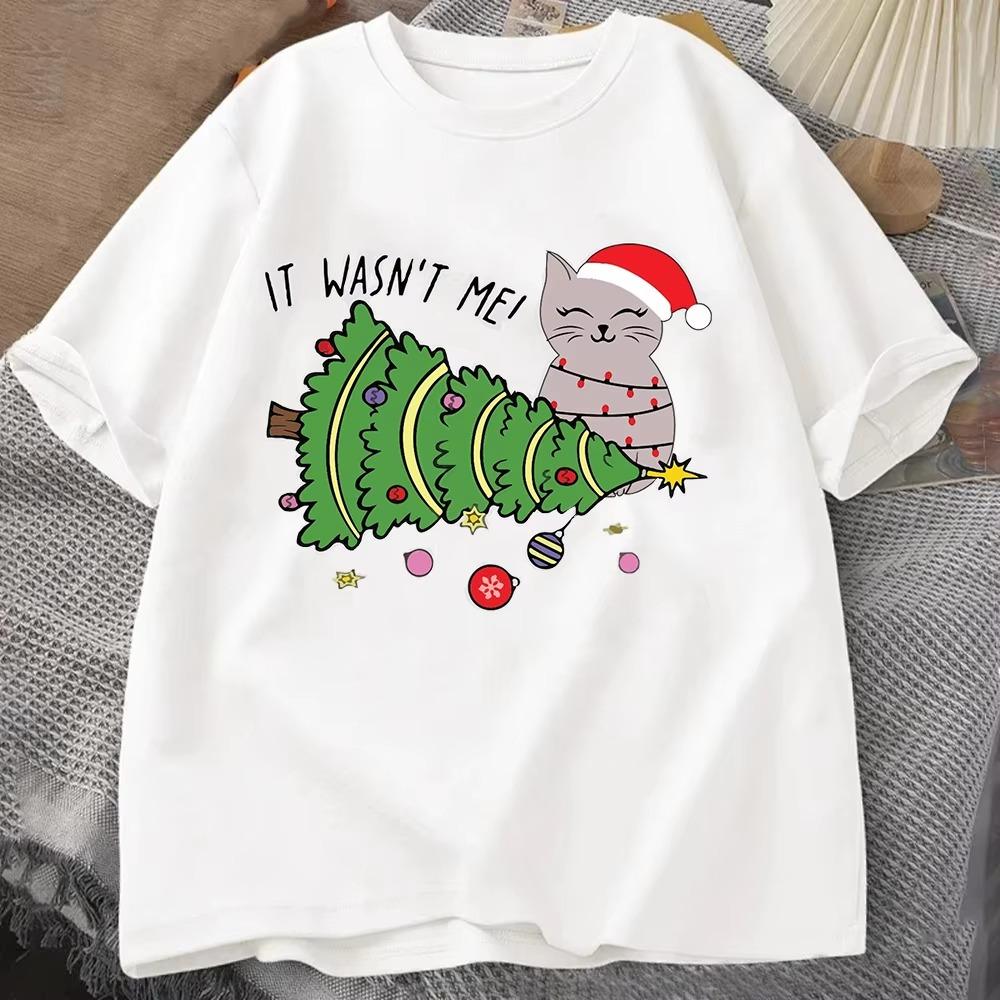 Merry Christmas Men TShirt Cat Lover ONeck Short Sleeve Festive Tshirt It Was Cat Oversized Casual Tops Comfortable Cotton