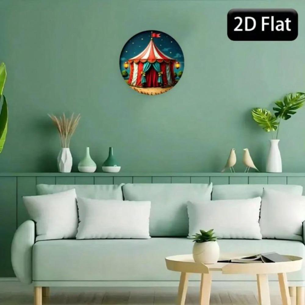 Vintage Circus Metal Wall Art 2D Night Scene Holiday Decor Sign