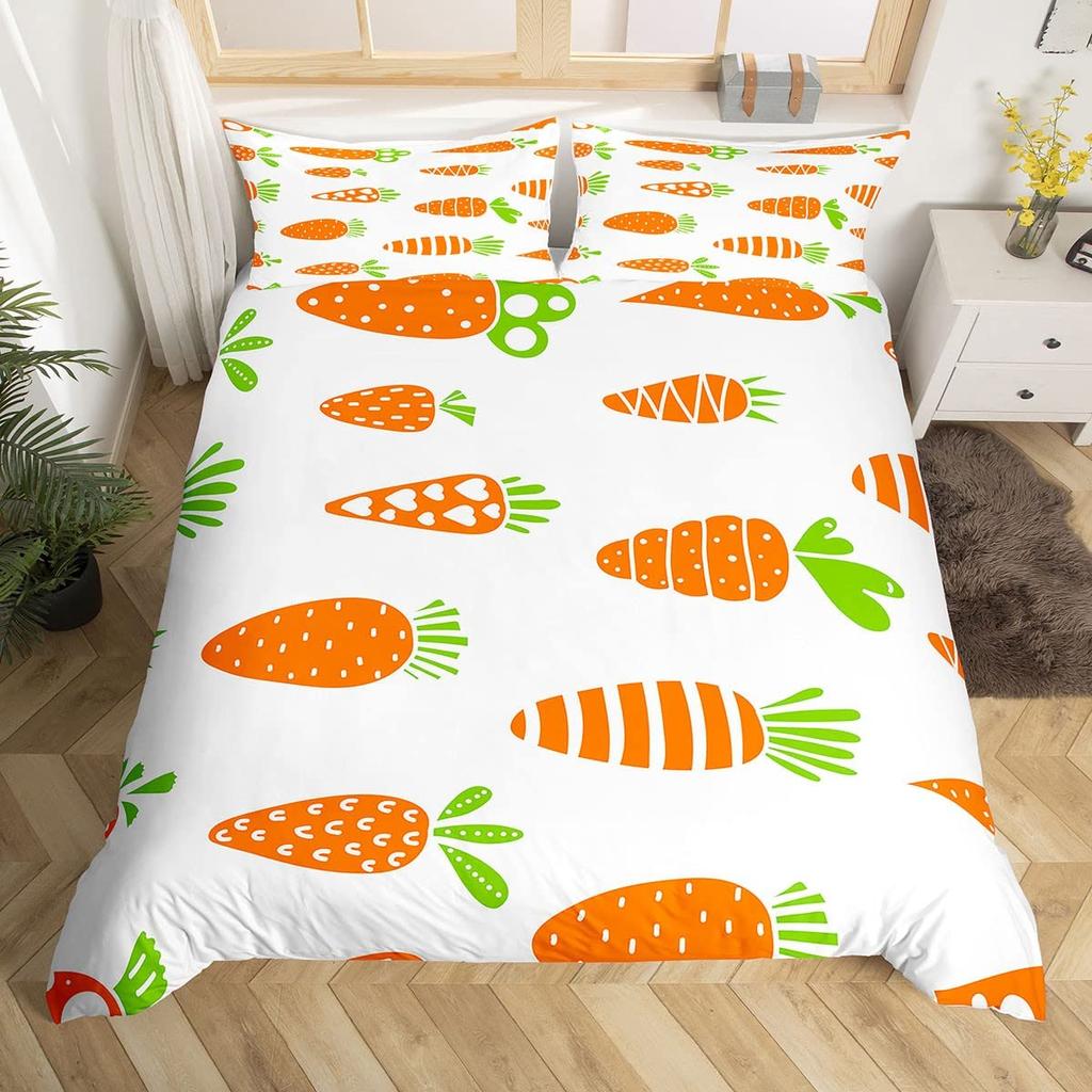 Guinea Pig Comforter Cover Set Cute Guinea Pig and Carrot Decor Duvet Cover 3D Animal Print Bedding Set 3pcs with 2 Pillow Cases