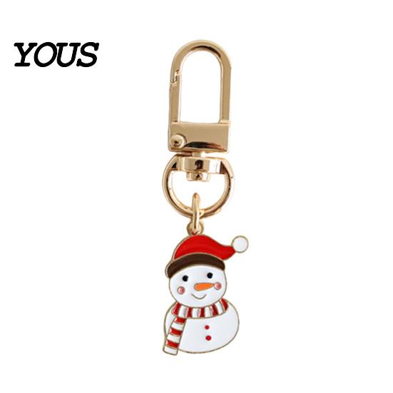 Elk Hanging Ornaments Cartoon Christmas Keychain, Enamel Santa Snowman Snowflake Bag Charm, Charm Xmas Theme Pendant for Backpacks Handbags