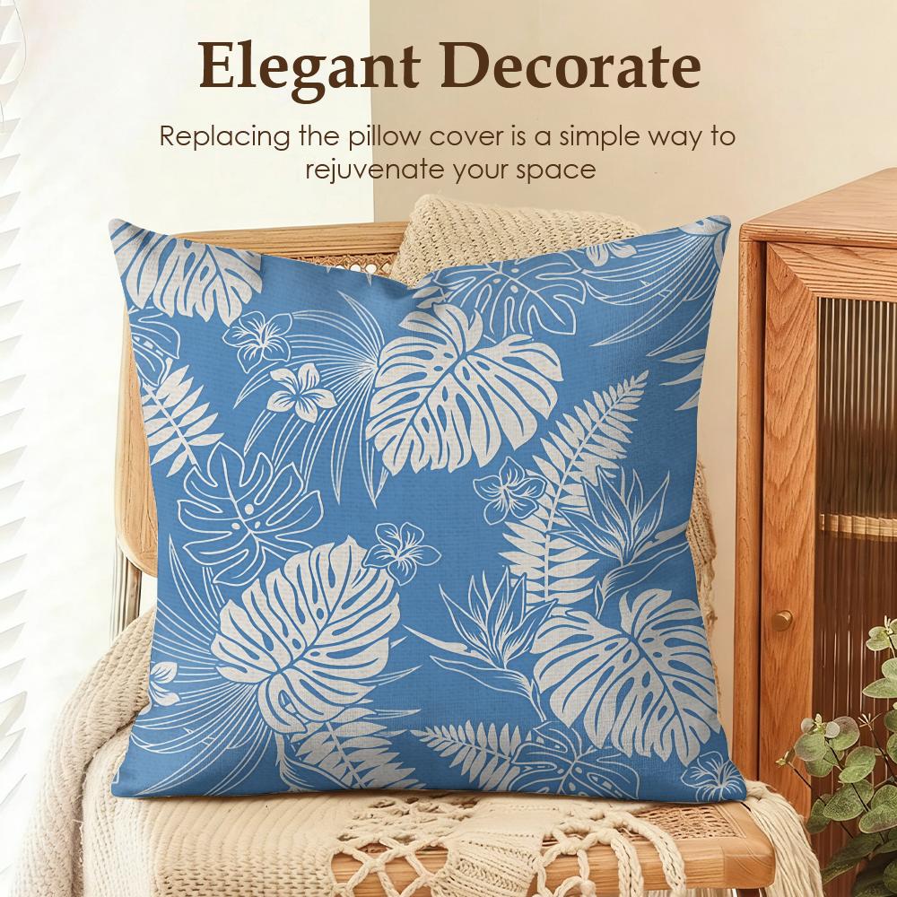 Monstera Pattern Cushion Cover Natural Linen Organic Fabric DoubleSided Printing Sofa Home Decor Gift Pillow Case