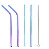 Colorful Stainless Steel Drinking Straws Straight and Bent Reusable Filter With Brush DIY Tea Coffee Tools Party Bar Accessories