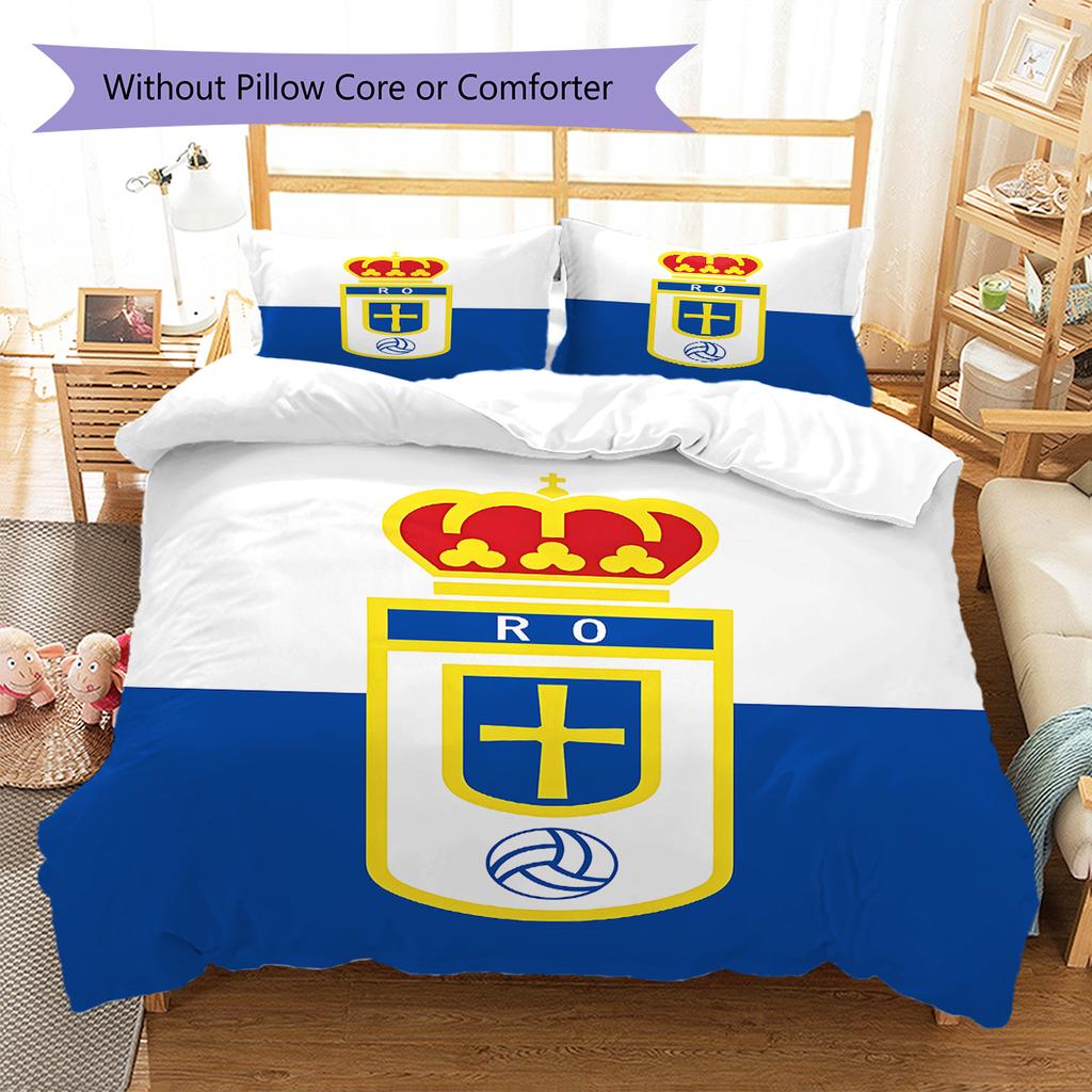 Real Oviedo Pattern Bedding,Quilt Set Quilt Cover Pillowcase Home Birthday Gift (1 * duvet cover + 2 * pillowcase, without core)