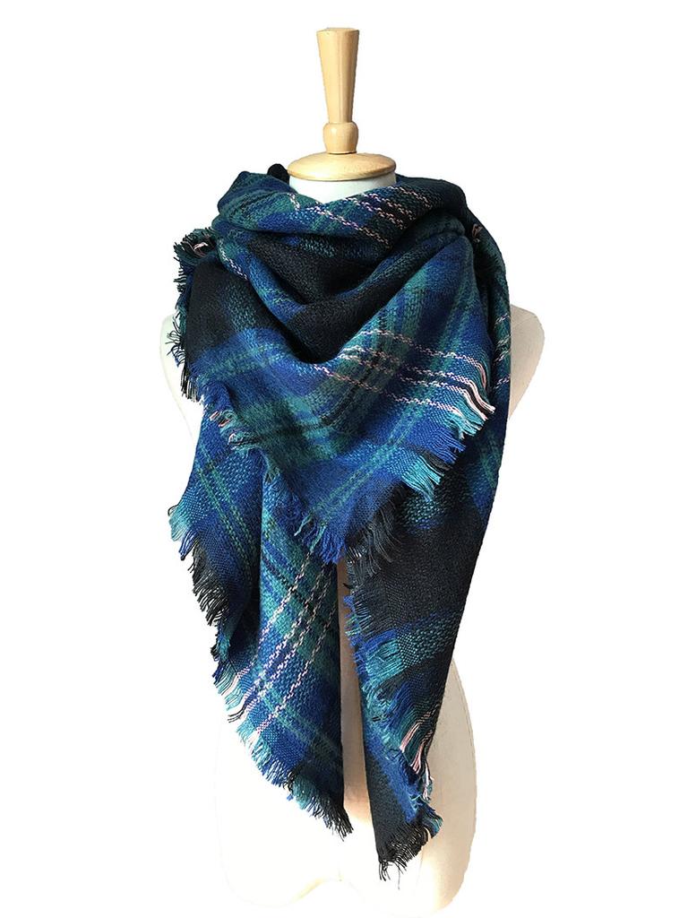Autumn and winter new colorful plaid square scarf plaid scarf men's and women's imitation cashmere plaid scarf shawl