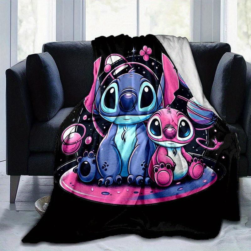 1pc Cute Stitch Printing Blanket - Soft, All-Season Throw for Office Blanket,Personalized Gift with Adorable Cartoon Design