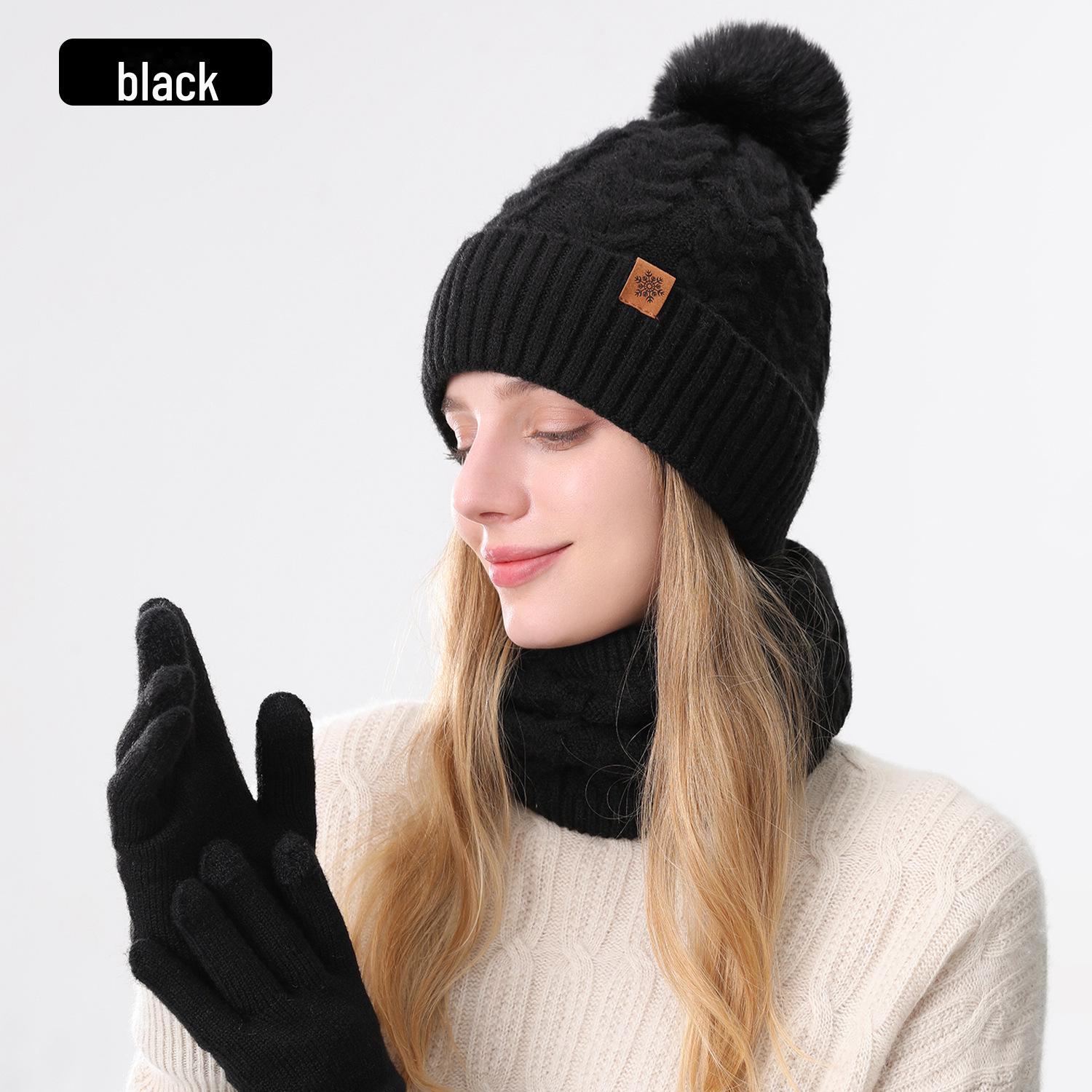 

Женский зимний комплект для активного отдыха: Двухслойная вязаная шапка, перчатки и шарф. Идеально подходит для езды на велосипеде и холодной погоды. Women s Barley Three-piece Set