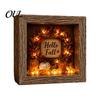 Craft Gifts for Adults DIY Lighted Halloween Ghost Shadow Box Kit, Wooden Frame LED Warm Light, Gothic Bedroom Decor Memory with Crystal Glass Panel,