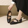 Fashion Low-heeled Single Shoes Autumn New Square-toe Shallow-mouth One-band Anti-slip Wear-resistant Low-top Shoes
