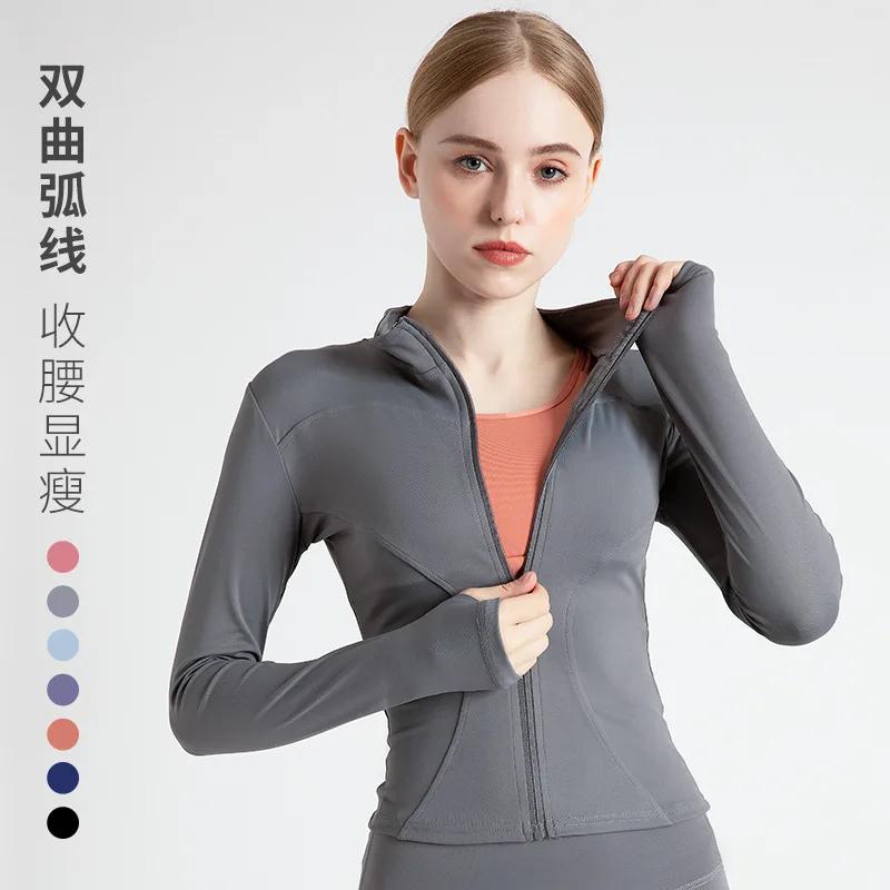 S-3XL Women's Tracksuit Jacket Slim Fit Long Sleeved Fitness Coat Yoga Tops with Thumb Holes Gym Jacket Workout Sweatshirts