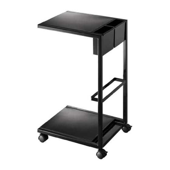 Work Table Wagon Side Table Wagon Tower Black with Casters Yamazaki Jitsugyo Low Side Table Wagon Magazine Rack Accessory Case Stylish Scandinavian