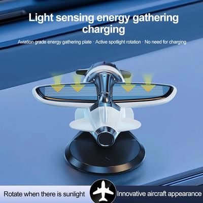 Solární letadlo Kreativní ozdoby 360stupňová rotující vrtule Dekorace na palubní desku auta Letadlo Stolní letadlo Ozdobte Roztomilý dárek