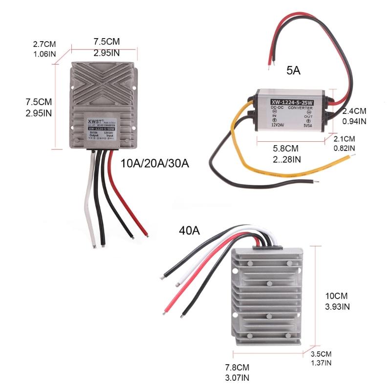 IP67 Waterproof Converter Step Down 12V-24V to 5V 5A/10A/20A/30A/40A Power Supply Adapter Direct Current Buck Modules