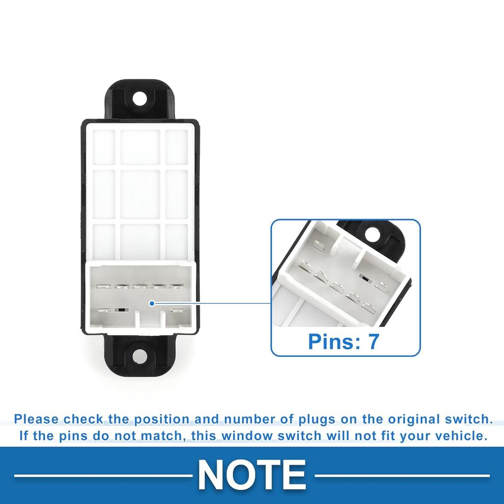 Power Window Switch No.935800X0104X Passenger Side Window Control Switch for Hyundai I10 I125 Black