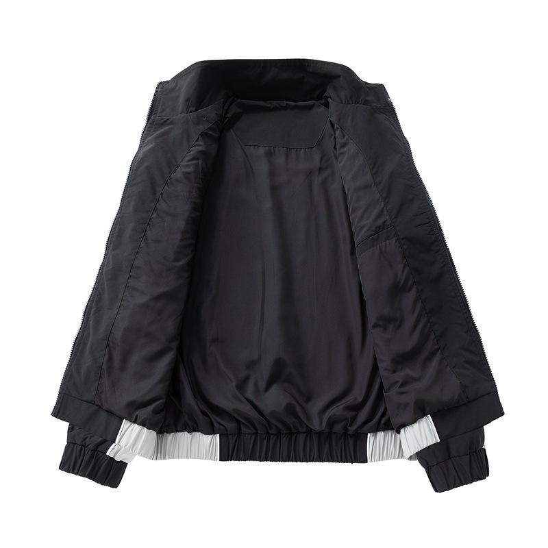 American Vintage Color Block Stand Collar Jacket For Men Women Casual Loose