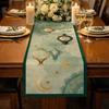 Vintage Moon Star Table Runner Washable Eid Mubarak Table Runner Dinner Table Cloth  Kitchen