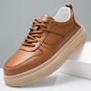 Men's Top Layer Cowhide Casual Shoes Breathable Versatile Lightweight Soft Bottom Genuine Leather Rubber Bottom Board Shoes