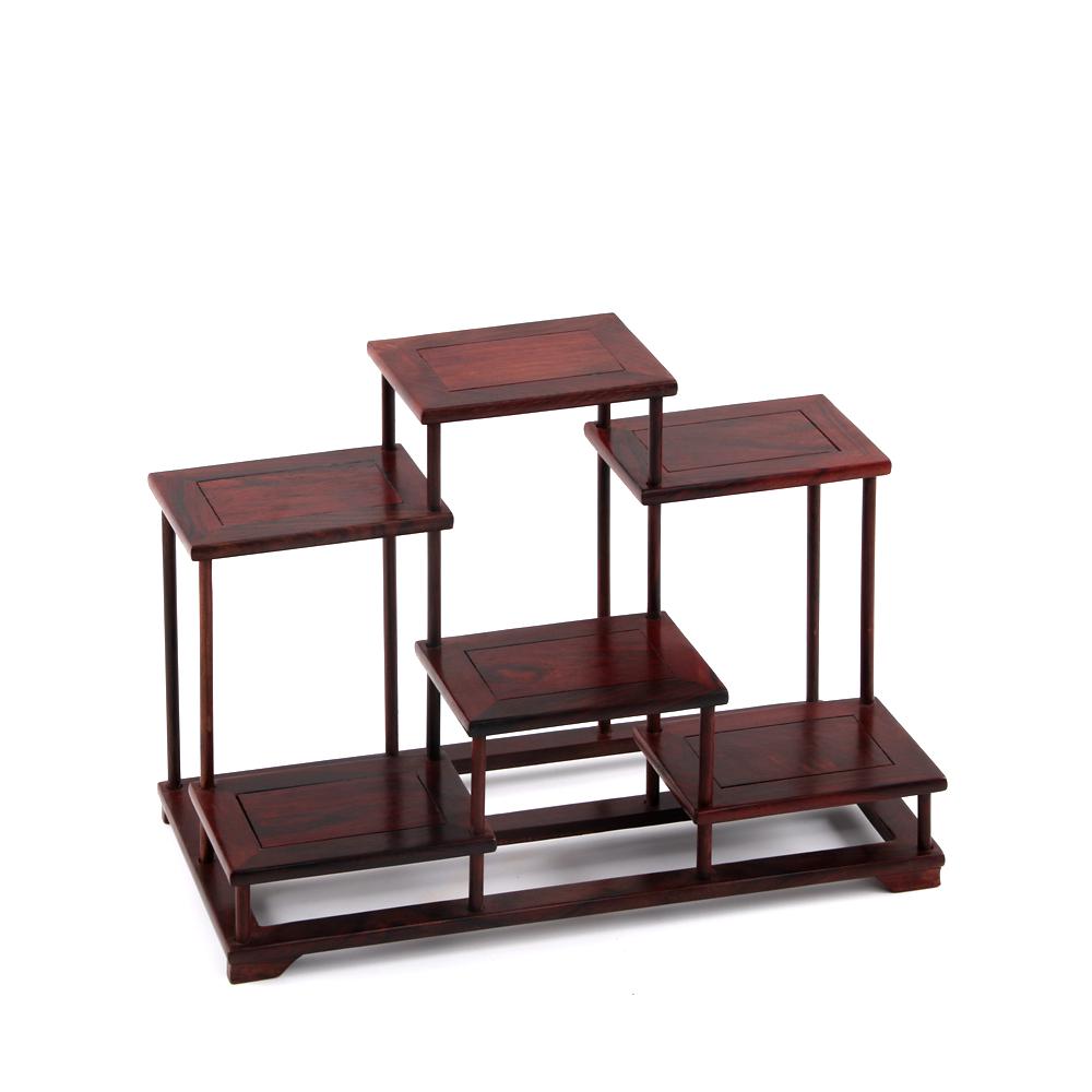 Rosenholz Sammlerschrank: Chinesischer Multi-Schatzschrank für Teekannen, Bonsais & Ornamente mit Zapfenverbindung Massivholzstruktur.