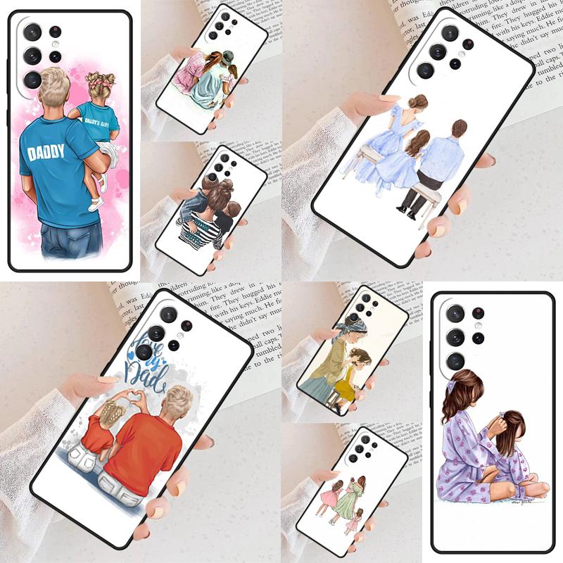 Baby Mom Daughter Girl Son Dad Cell Phone Case for Samsung Galaxy S26 Ultra S25 S24 S23 S22 S21 S20 Note10 Cover
