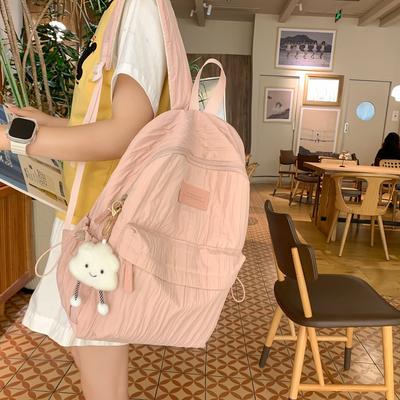 Large Capacity Solid Color Lightweight Elementary School Student Backpack High Value Girl Versatile Backpack