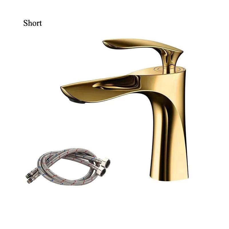 

Golden Maple Leaf Basin Faucet For Hot And Cold Water Household Use Raised Washbasin Countertop Basin Single Hole Faucet