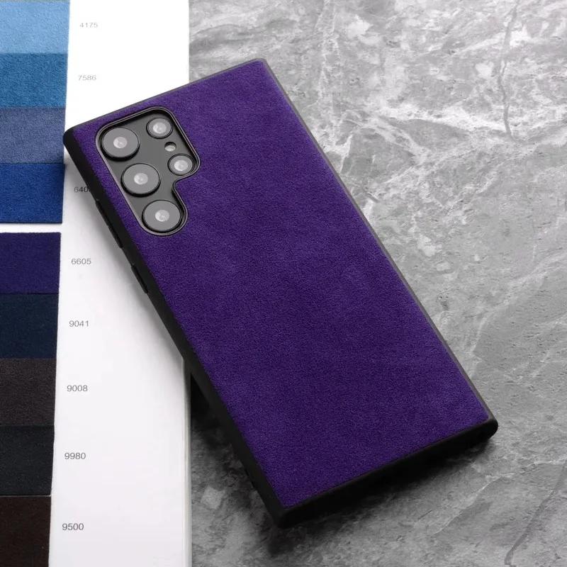 Luxury Alcantara Phone Case for Samsung Galaxy S25 Ultra S24 S23 Plus S22 S21 S20 FE Note10 Note 20 Business Suede Leather Case