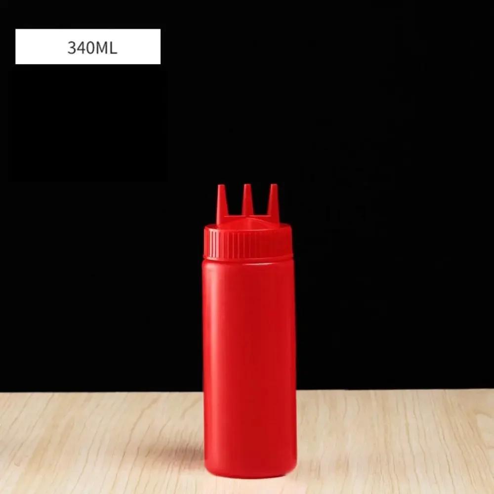 New Plastic Squeezing Sauce bottle Graduated Squeezable Gravy Boats 3 Nozzles Kitchen Accessories Jam Container
