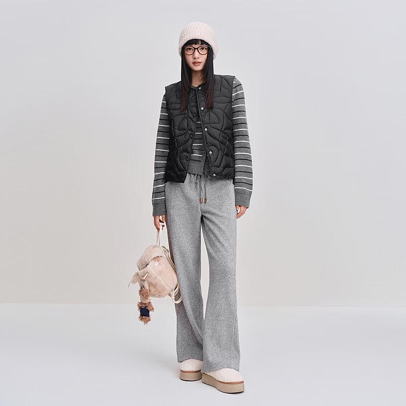 Ledin Autumn Drawstring Knit High-Waist Wide-Leg Casual Pants