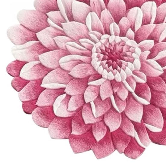 Flower Shape Floor Mat Floral Living Room Rug Non Slip Bath Mat Dahlia Rose Peony Lotus Rug for Bathroom Bedroom Dorm Nursery Kitchen