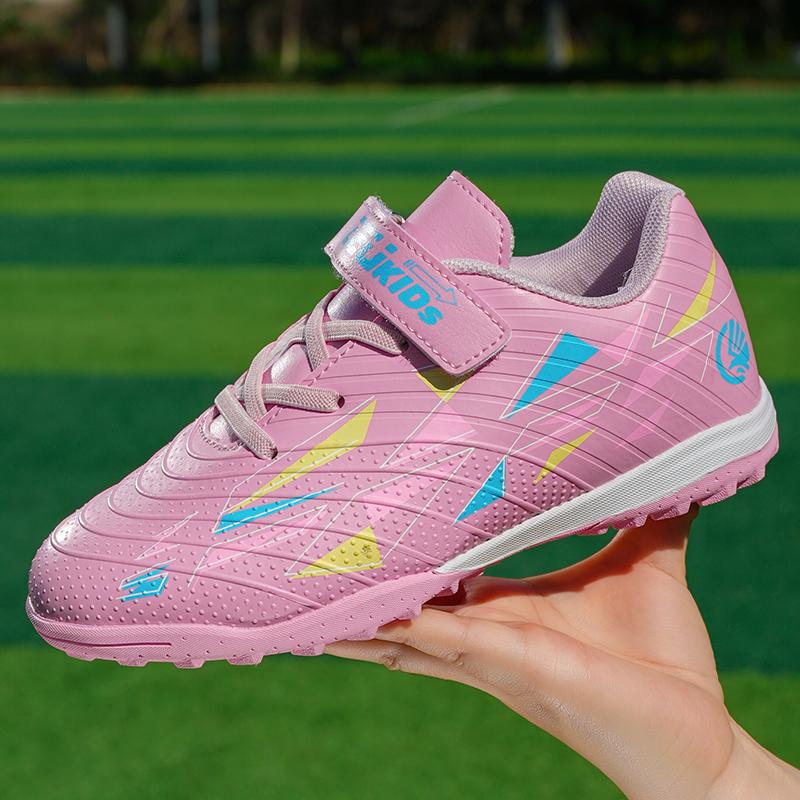 29-39 Kids Soccer Cleats Rubber Non-slip Velcro Lacing Artificial Turf Football Boots Outdoor Sports Training Football Shoes
