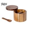 Clever Design Salt And Pepper Holder 2-Layer Bowl with Spoon Magnetic Swivel Lid Dustproof Spice Organizer Seasoning Box Rotatable Kitchen Helper for