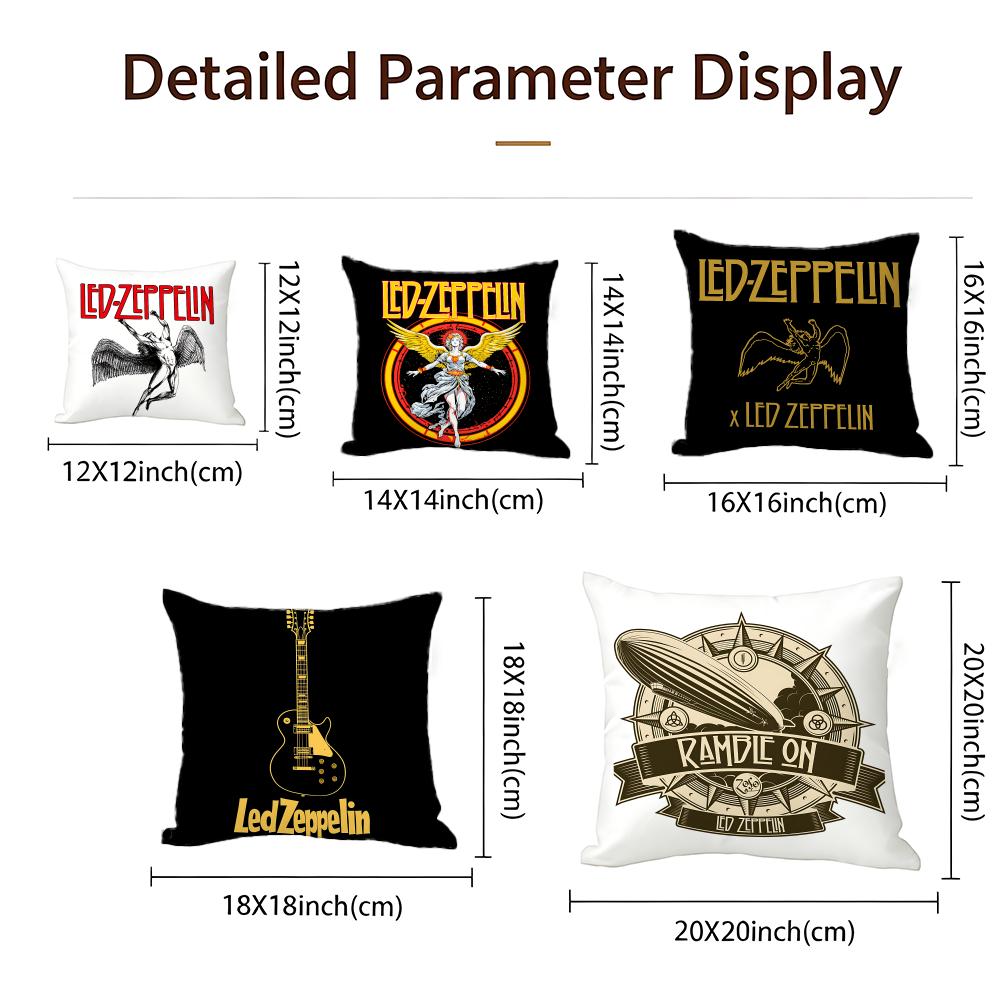 Classic Led Zeppelin Cushion Cover Cushion Cover Set 4Pcs 50X50 45X45 40X40 Pillowcase Decorative Sofa Home Decor