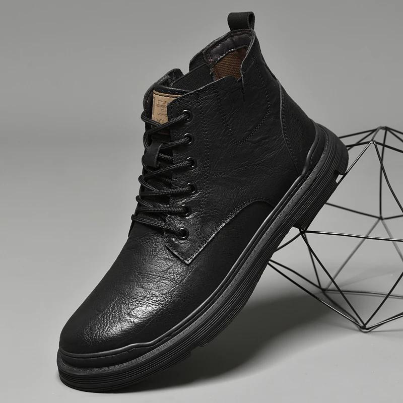 Fashion High Quality Leather Motorcycle Boots Casual Luxury Designers Lace-up High Top Comfortable Fashion Man Outdoor Work Boots