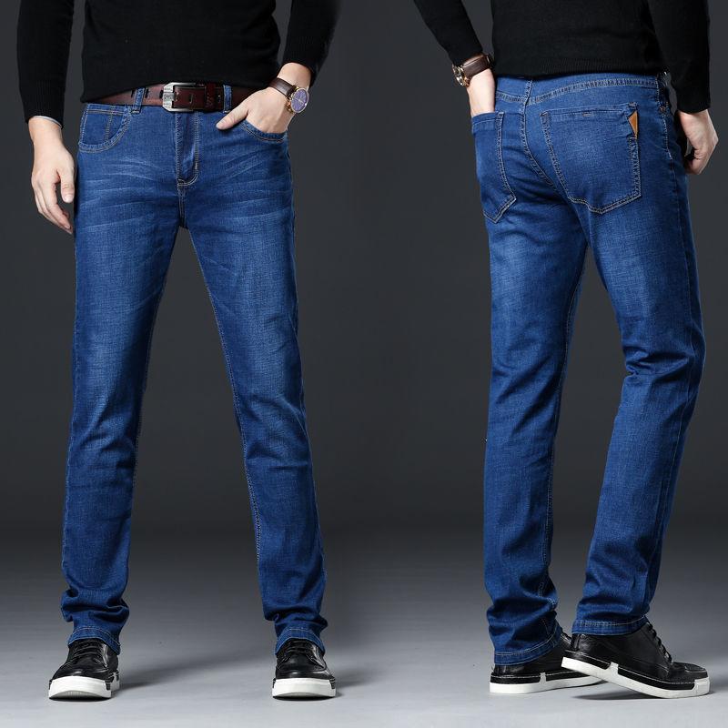 Sezon 2024 Denim elastic cu talie înaltă, picior drept, versiune coreeană, pantaloni de denim pentru bărbați, pantaloni largi pentru bărbați