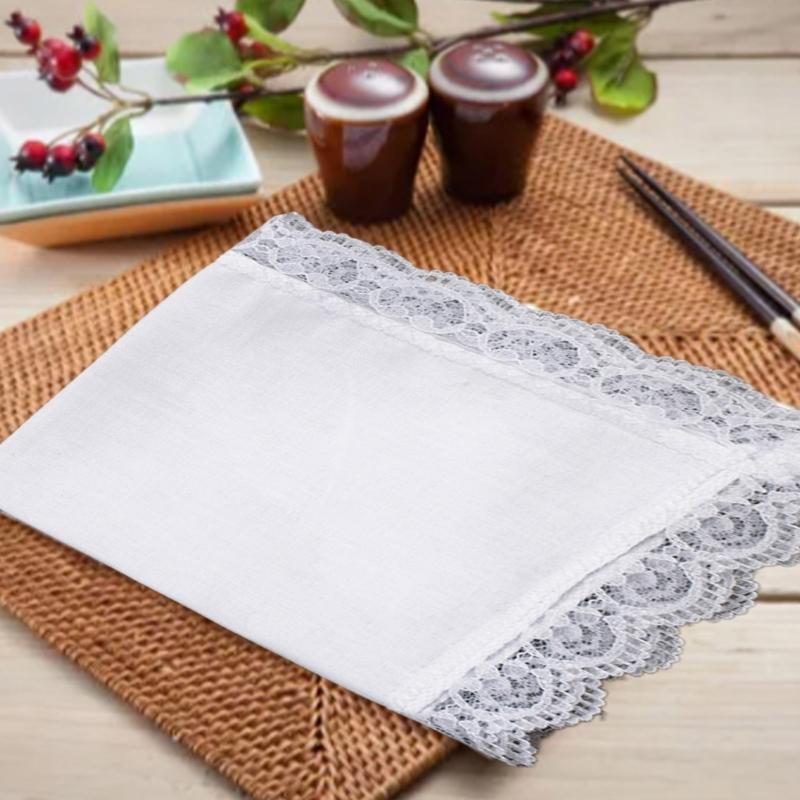 Lace Edge Handkerchief for Kids Male Women Elderly Handkerchief Pocket Handkerchief for Wedding Gift