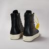 Brand Ro Shoe Men High Top Shoes Black Leather Sneakers Cowhide Women Boots Luxury Casual Sneaker Laces Zipper Flat Ankle Boot