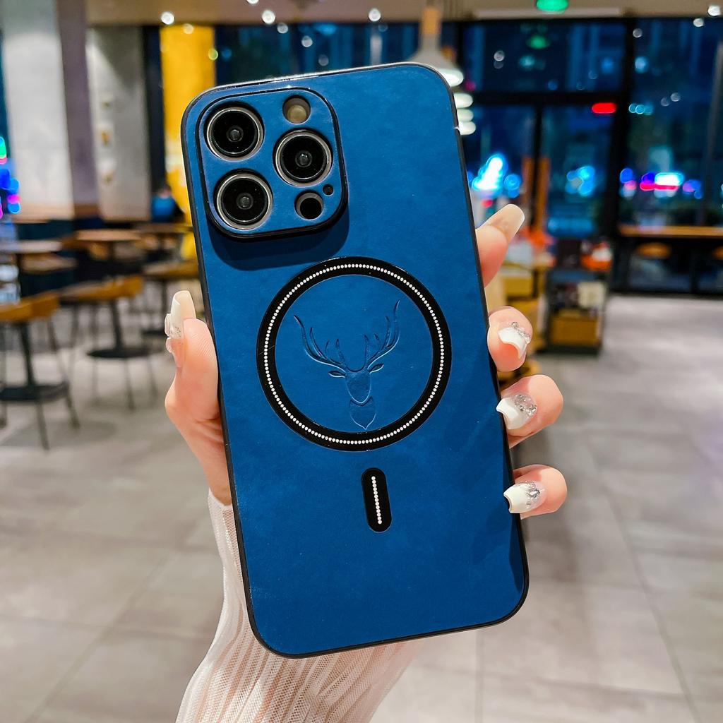 Dla IPhone17Promax Magnetyczne etui na telefon 15 z głową jelenia dla Apple 16pro Ochronne etui ze skóry jagnięcej