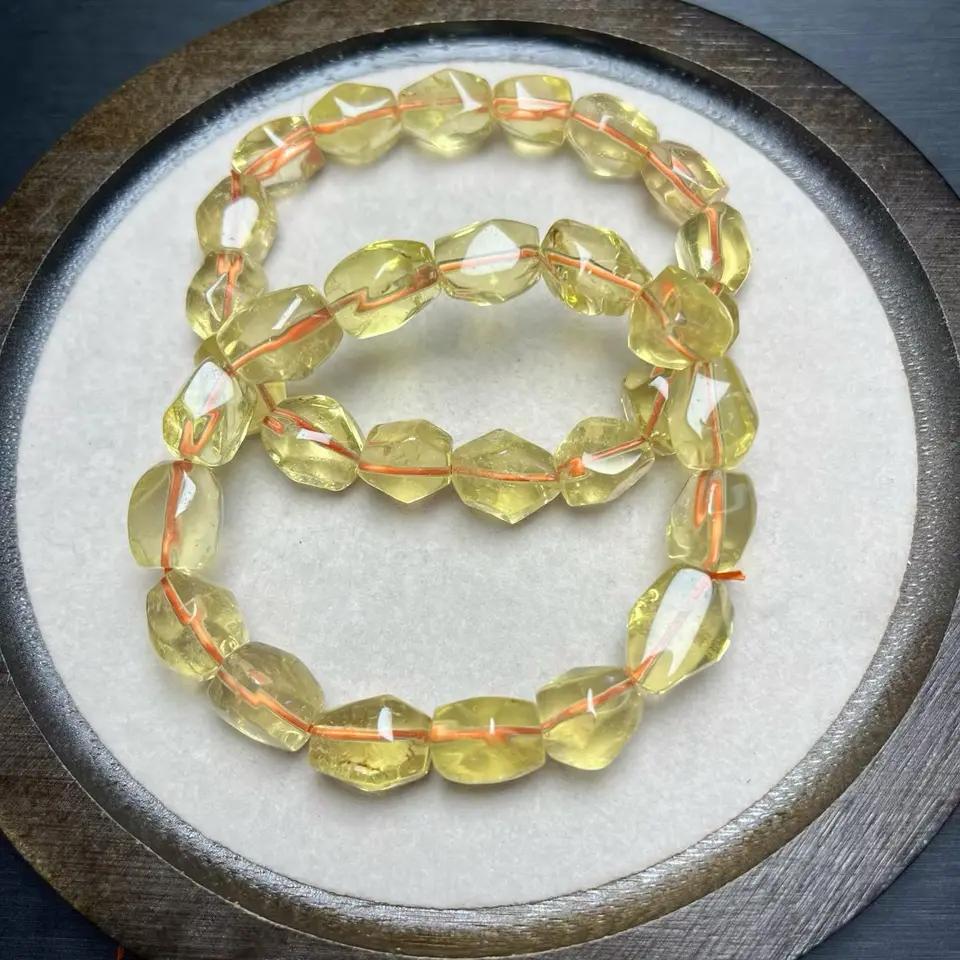 Natural Yellow Citrine Quartz Faceted Clear Beads Bracelet Bangle 11x8mm Crystal Lemon Citrine Women Men Wealthy Beads AAAAA