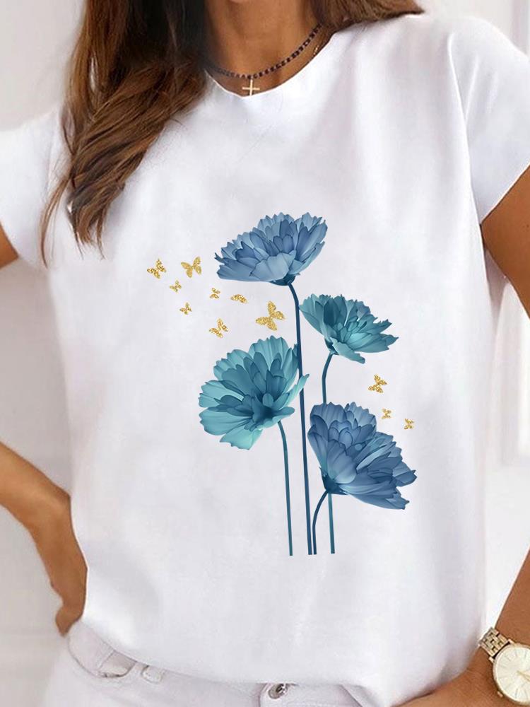 (Rozmiar azjatycki) Damski T-shirt Casual Bluzka Top słodkie serce miłości Moda Drukowany Pani Kobieta Graficzny Krótki Rękaw T-shirty Odzież