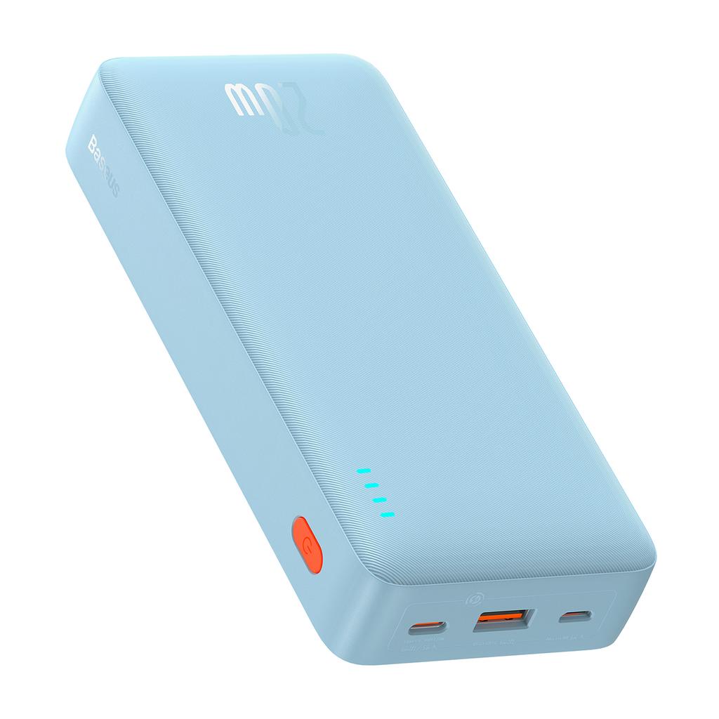 Powerbank 20000mAh Airpow 20W with USBA USBC cable 50cm blue