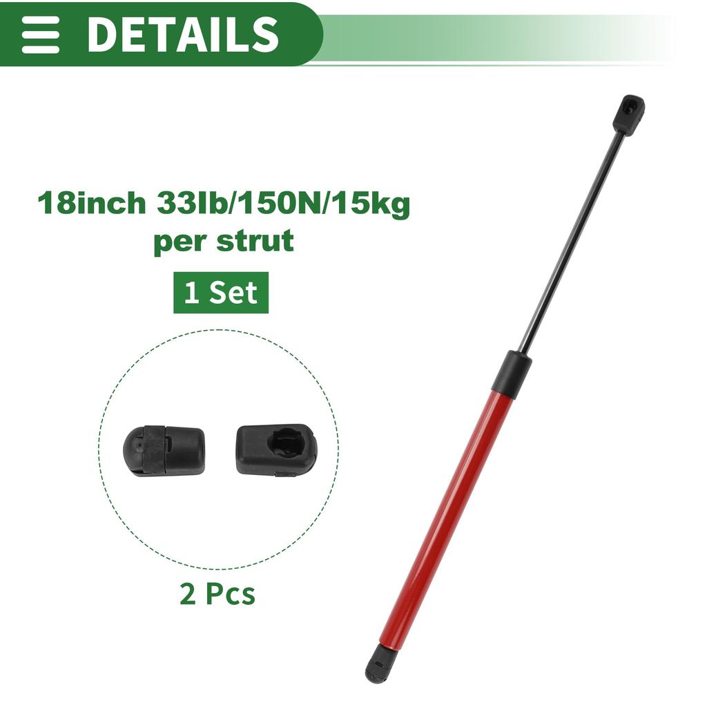 Motoforti Universal Lift Support Strut Gas Spring 18 inch/450mm 33lb/150N/15kg Carbon Steel Red 1 Set