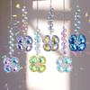 6 Piece Artistic Mineral 4 Leaf Shamrock Hangings White Mineral Wind Chime Upgrades for Attractive Spectrum Displays