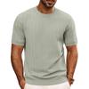 Men's Summer T-shirt Knitted European And American Retro Style Round Neck Long Sleeved Shirt