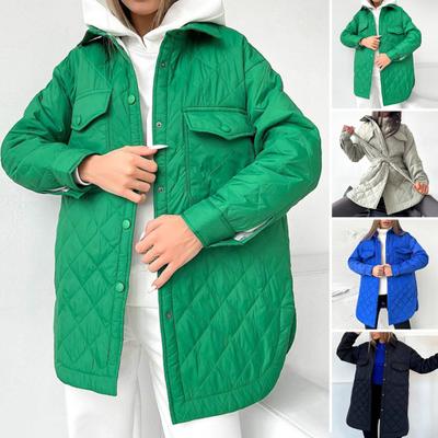 Women Down Coat Solid Color Lapel Padded Belt Cardigan Keep Wram Single-breasted Flap Pocket Autumn Coat for Outdoor