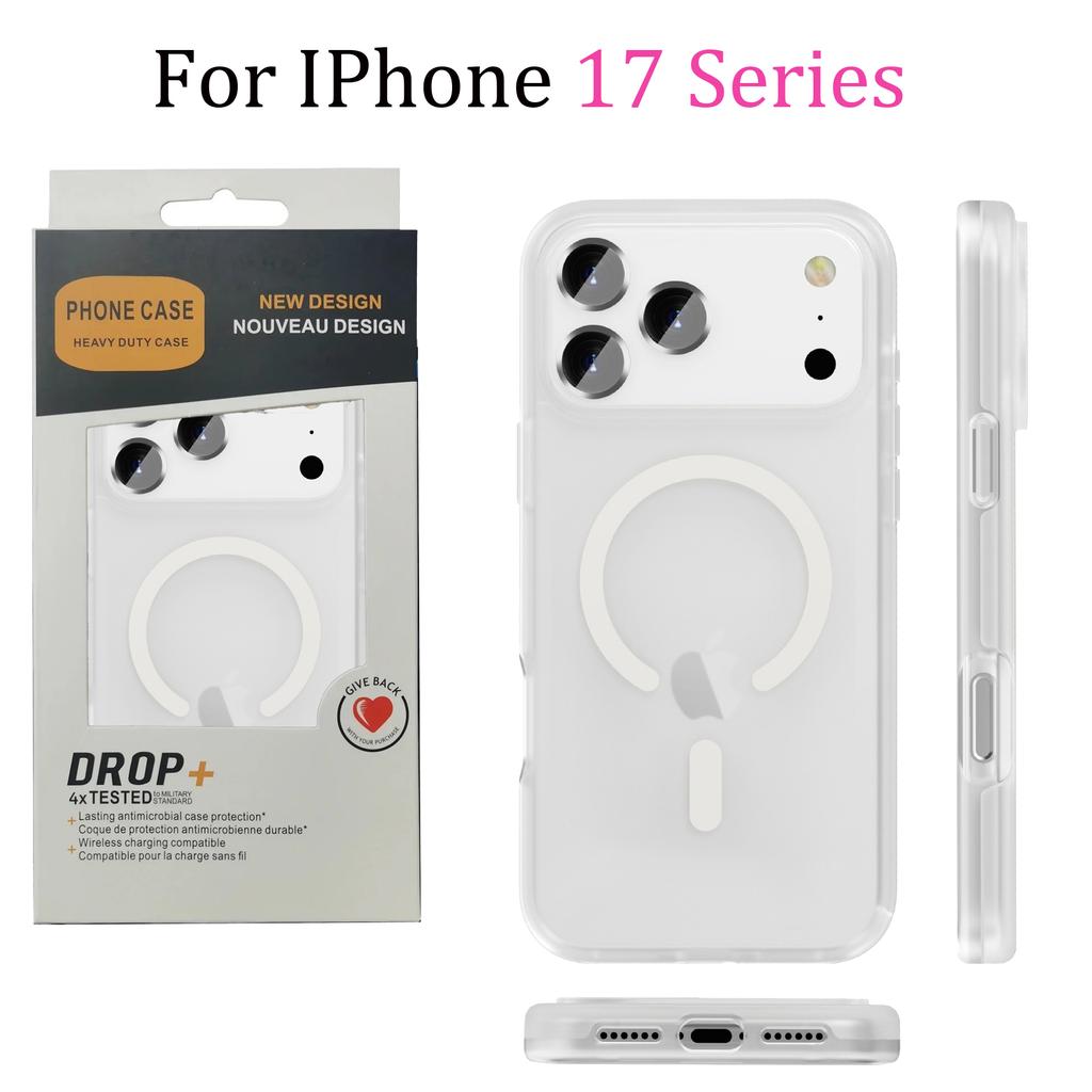 Minimalist Solid Color Glitter Transparent Armor for Magsafe Case for IPhone 17 Pro Max Air 16 15 14 13 Wireless Charging Ott Box Shockproof Cover