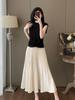 Elegant Summer Dress Set: Slimming, Off-Shoulder Short Sleeve Top with a Beautiful Pleated Midi Skirt for Women