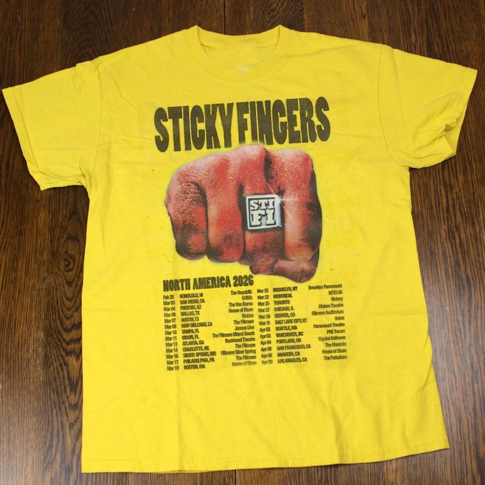 New Sticky Fingers North America Band T-shirt Full Size S-5XL Yellow MD1611 Unisex T-Shirt L