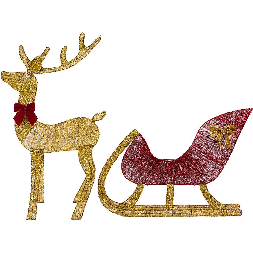 

Lighted Reindeer and Sleigh Christmas Outdoor Decoration Set with Light String Iron Art Reindeer Garden Decoration Xmas New Year