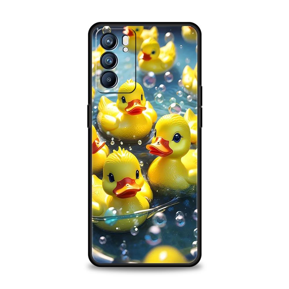 Cartoon Duck Phone Case For Oppo Reno 13 12 11 10 7 F Find X5 X6 A98 A80 A79 A78 A57 A54 A31 A17 Pro 5G Soft TPU Cover Funda Bag