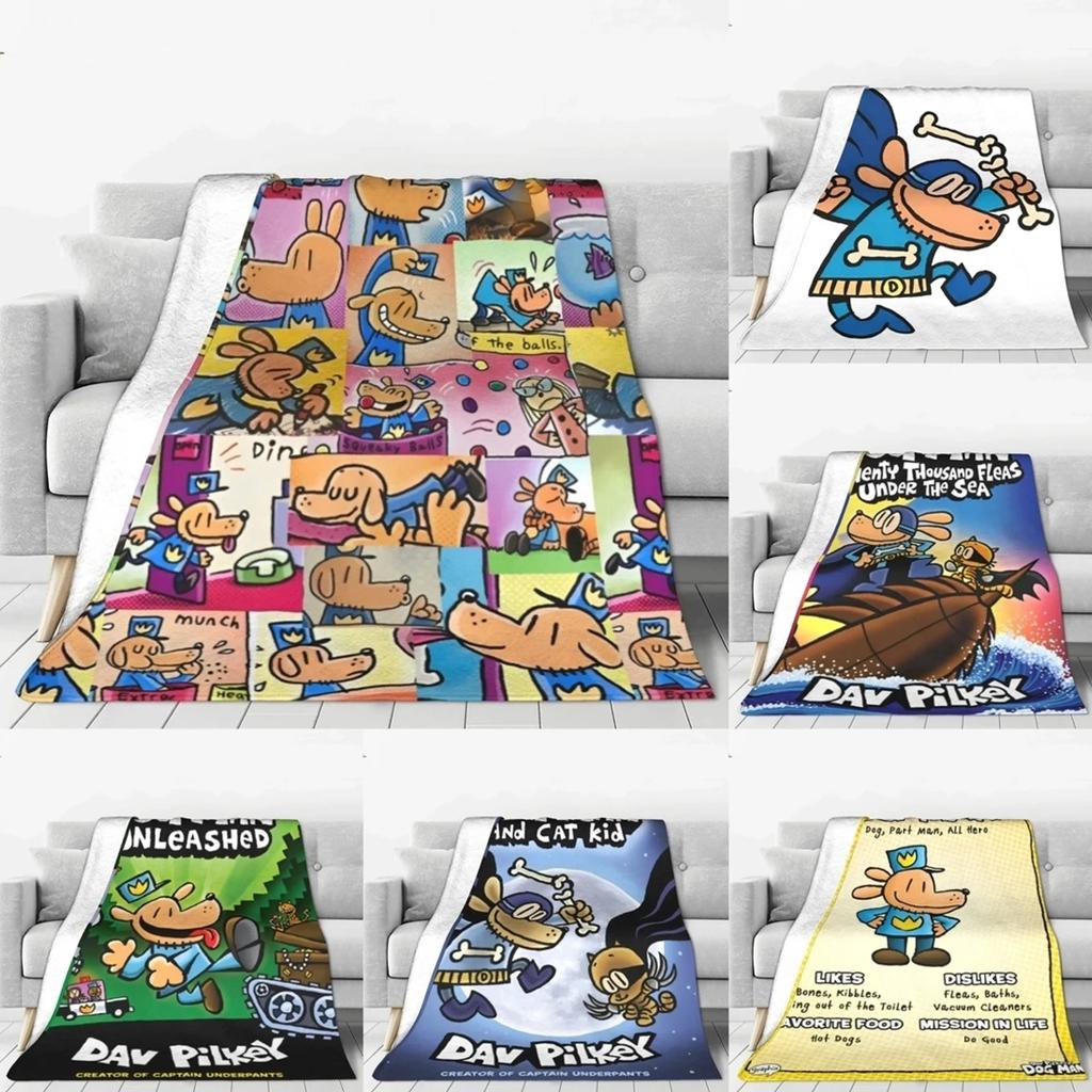 Dogman Collage Cool Manga Comic Flannel Throw Blankets Dog Blanket for Bed Couch Lightweight Bedding Throws